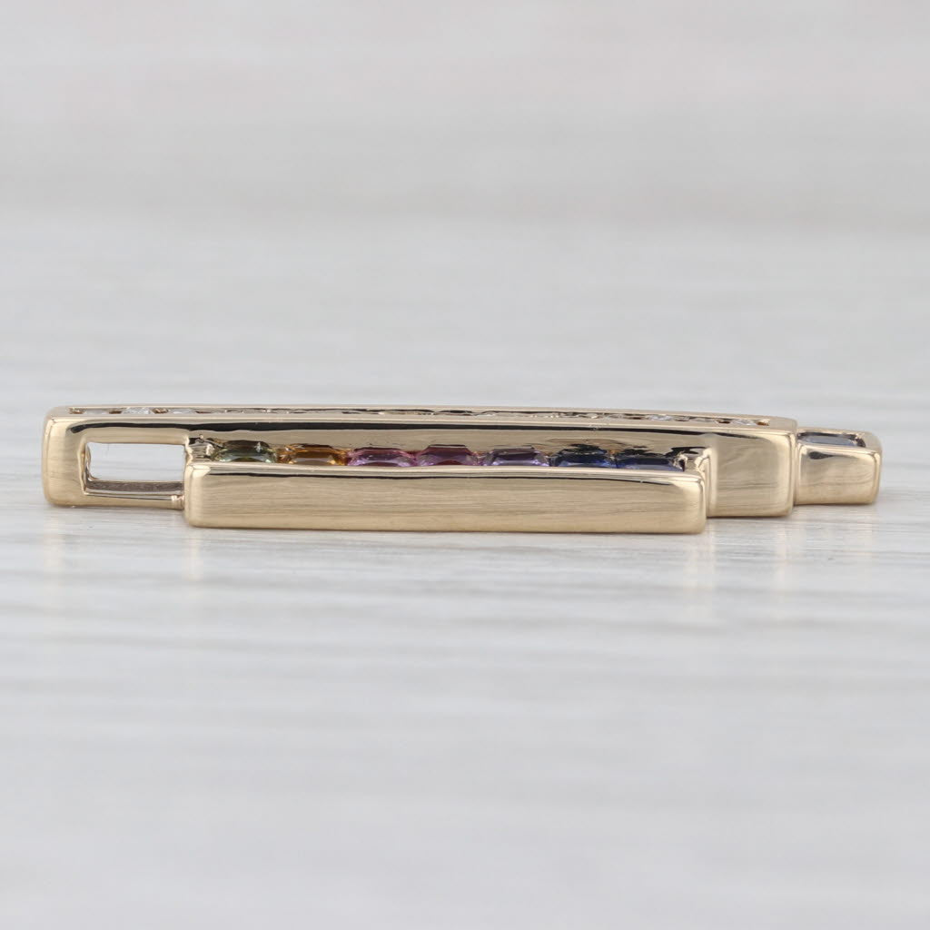 1.75ctw Multicolor Sapphire Diamond Pendant 14k Yellow Gold Floating Drop