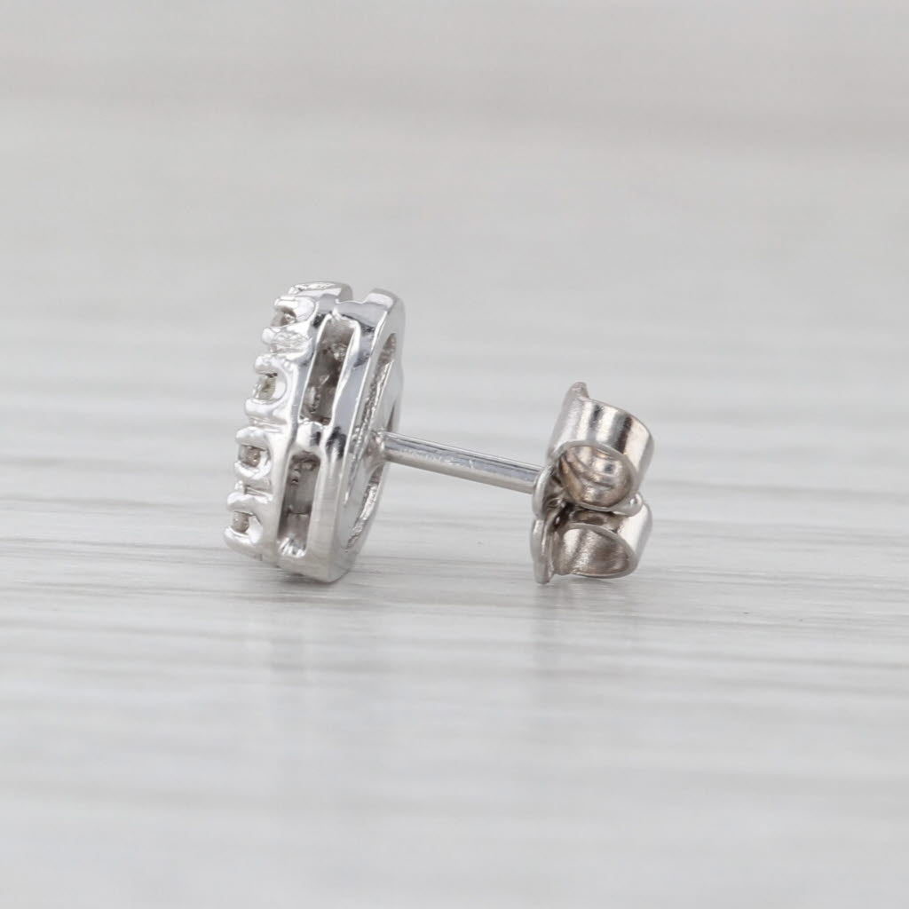 0.10ctw Diamond Cluster Single Stud Heart Earring 14k White Gold