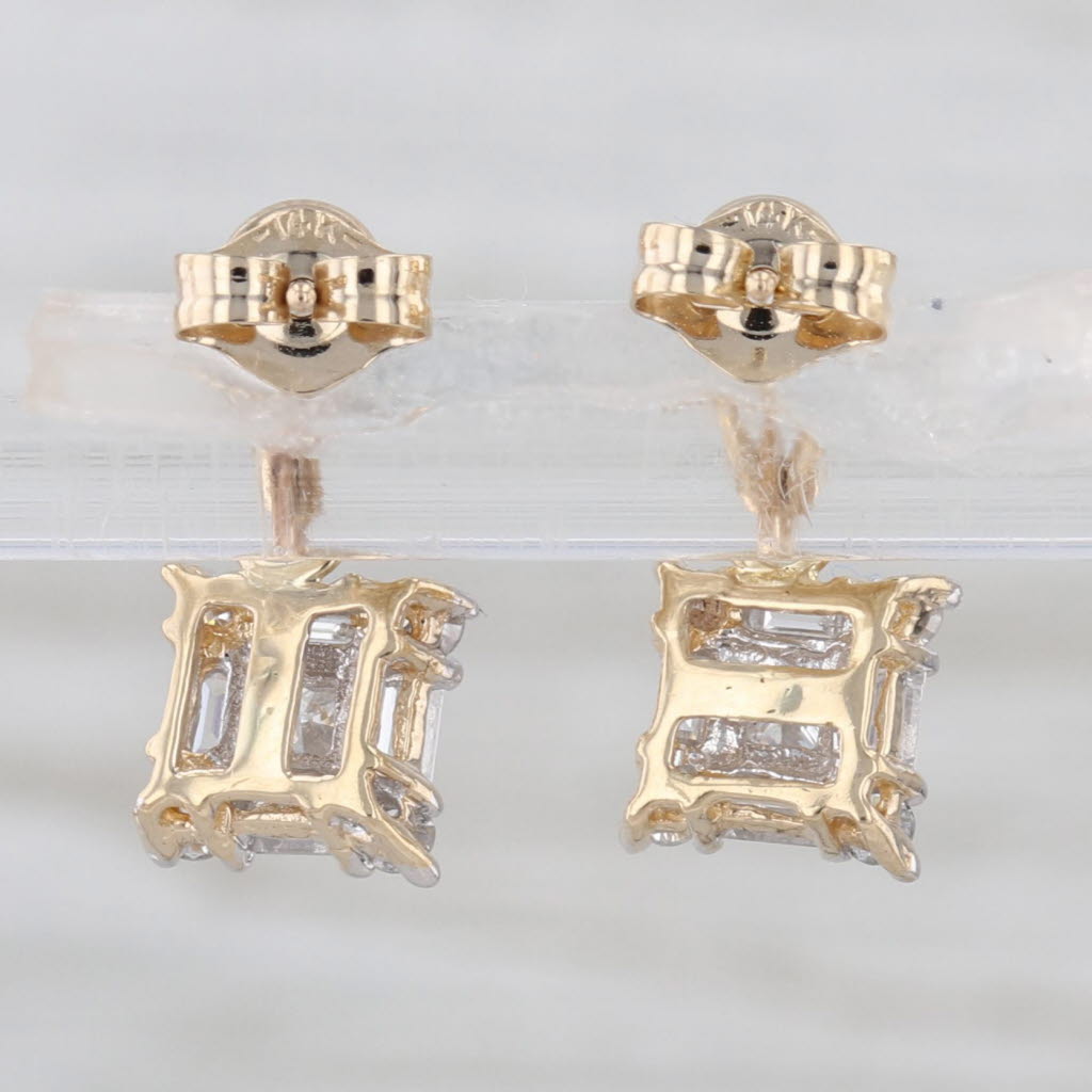 0.73ctw Diamond Dangle Earrings 14k Yellow Gold Pierced Drops
