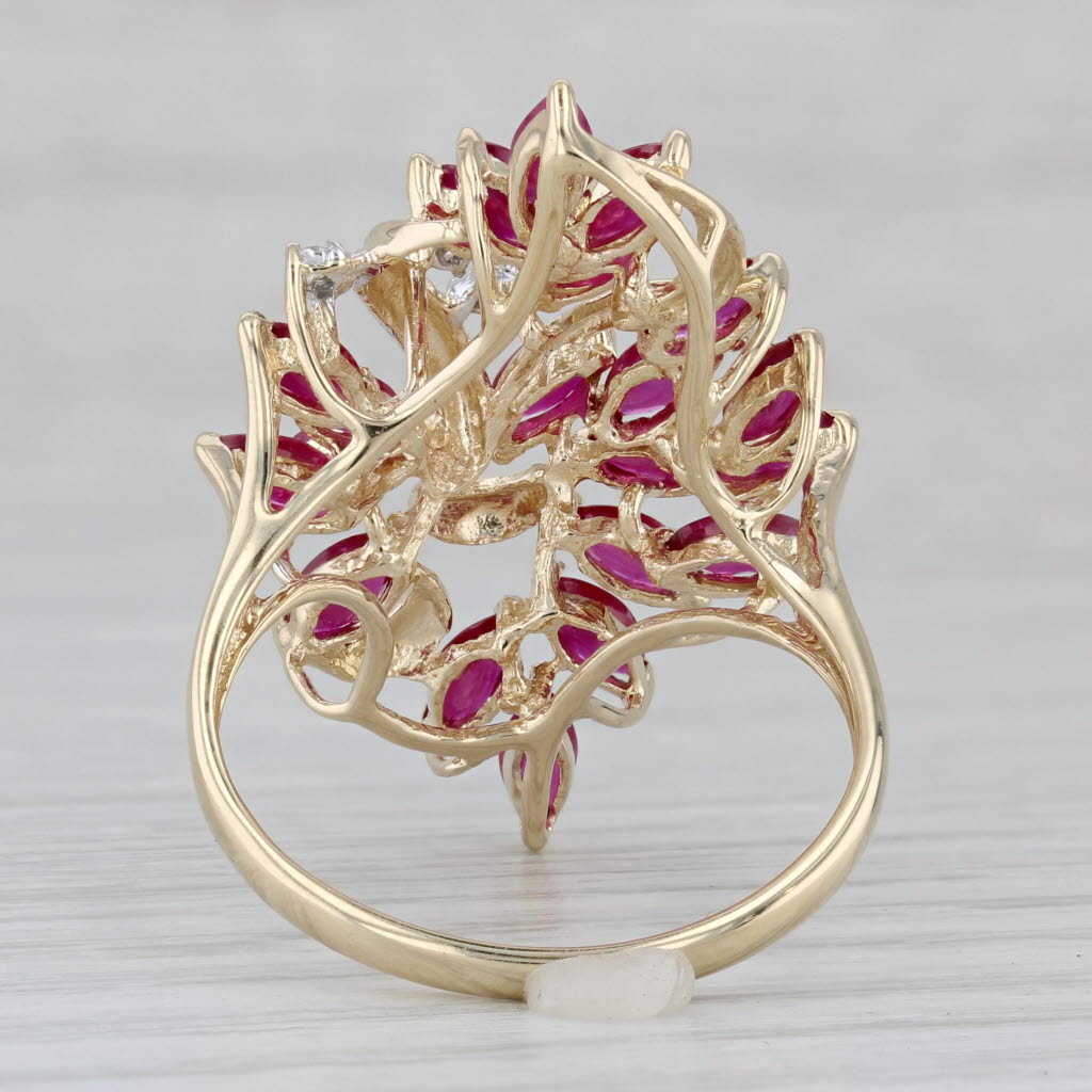 Gray 3.54ctw Ruby Diamond Cluster Cocktail Ring 14k Yellow Gold Size 10.5