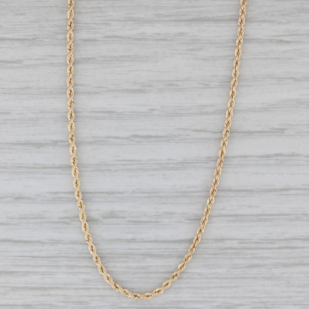 Gray New Rope Chain Necklace 14k Yellow Gold 18" 1.6mm