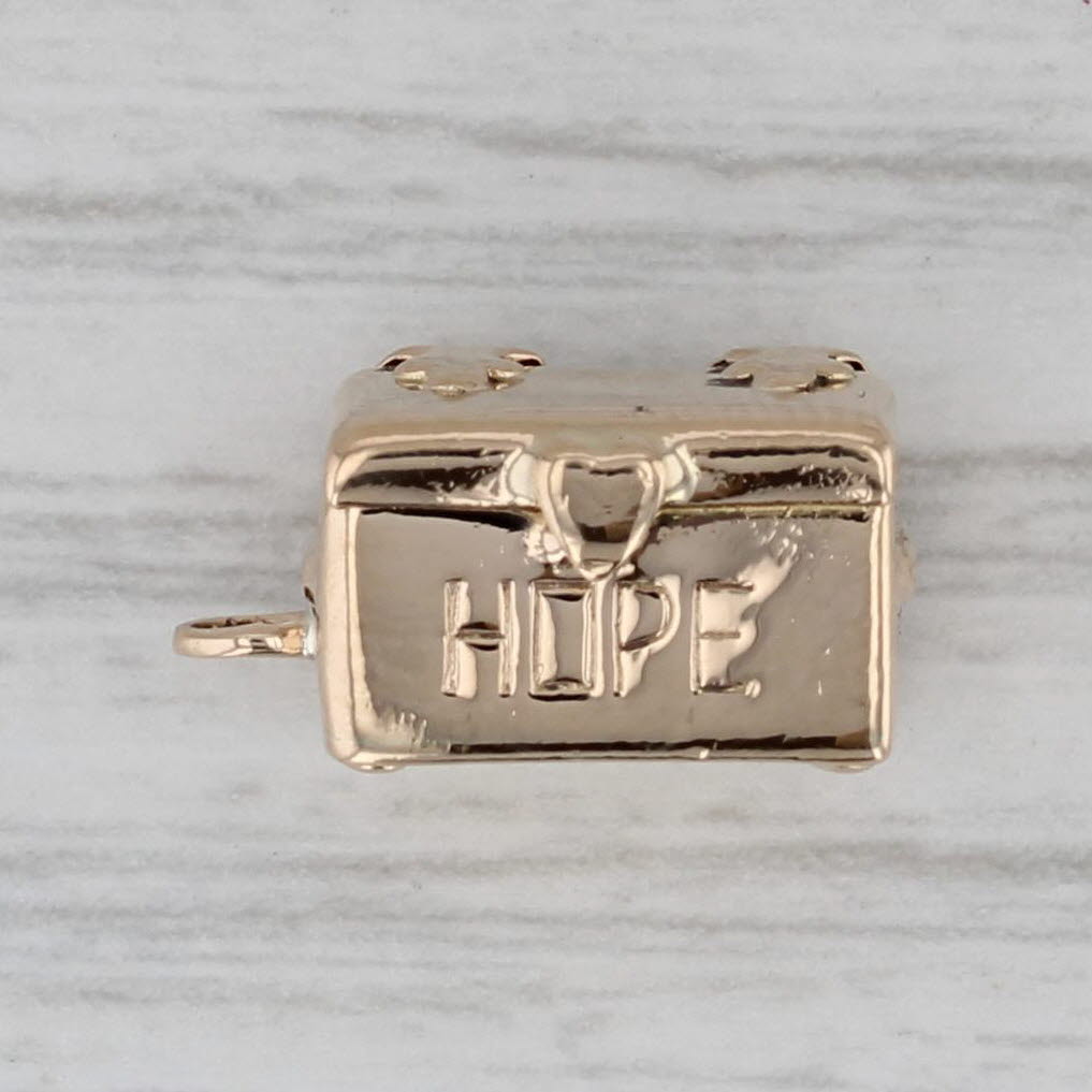 Gray Vintage Hope Chest Charm 14k Yellow Gold Opens Small Pendant