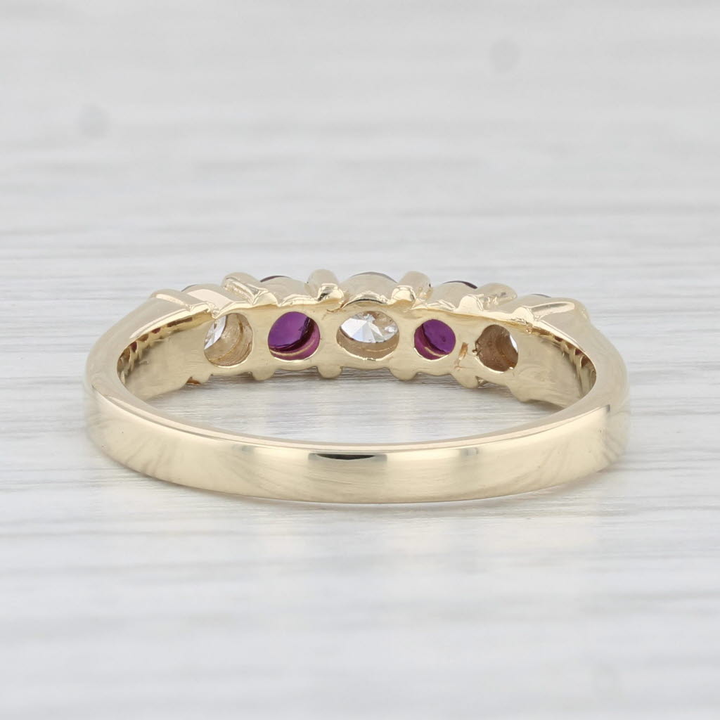 Light Gray 0.44ctw Ruby Diamond Ring 14k Yellow Gold Size 6.25 Stackable Wedding Band