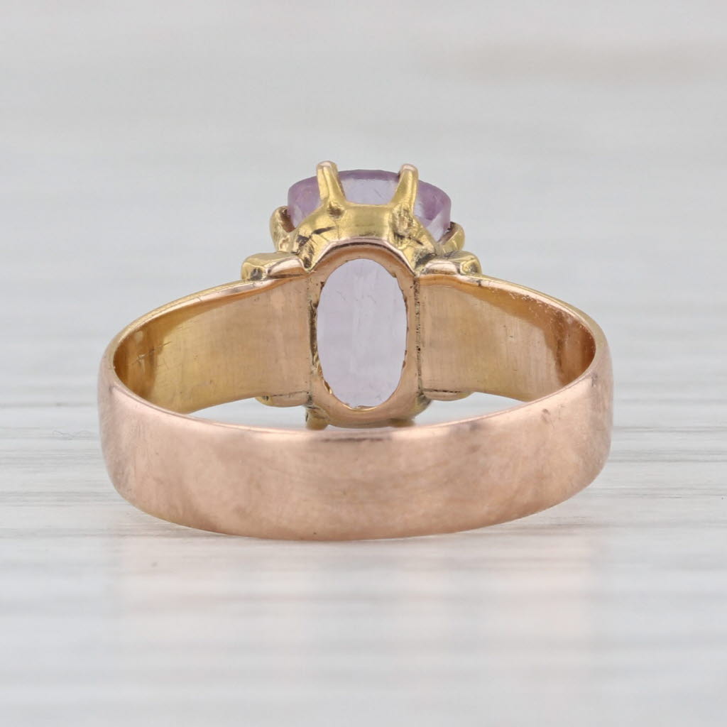 Antique 1.25ct Amethyst Solitaire Ring 10k Yellow Gold Ornate Size 5