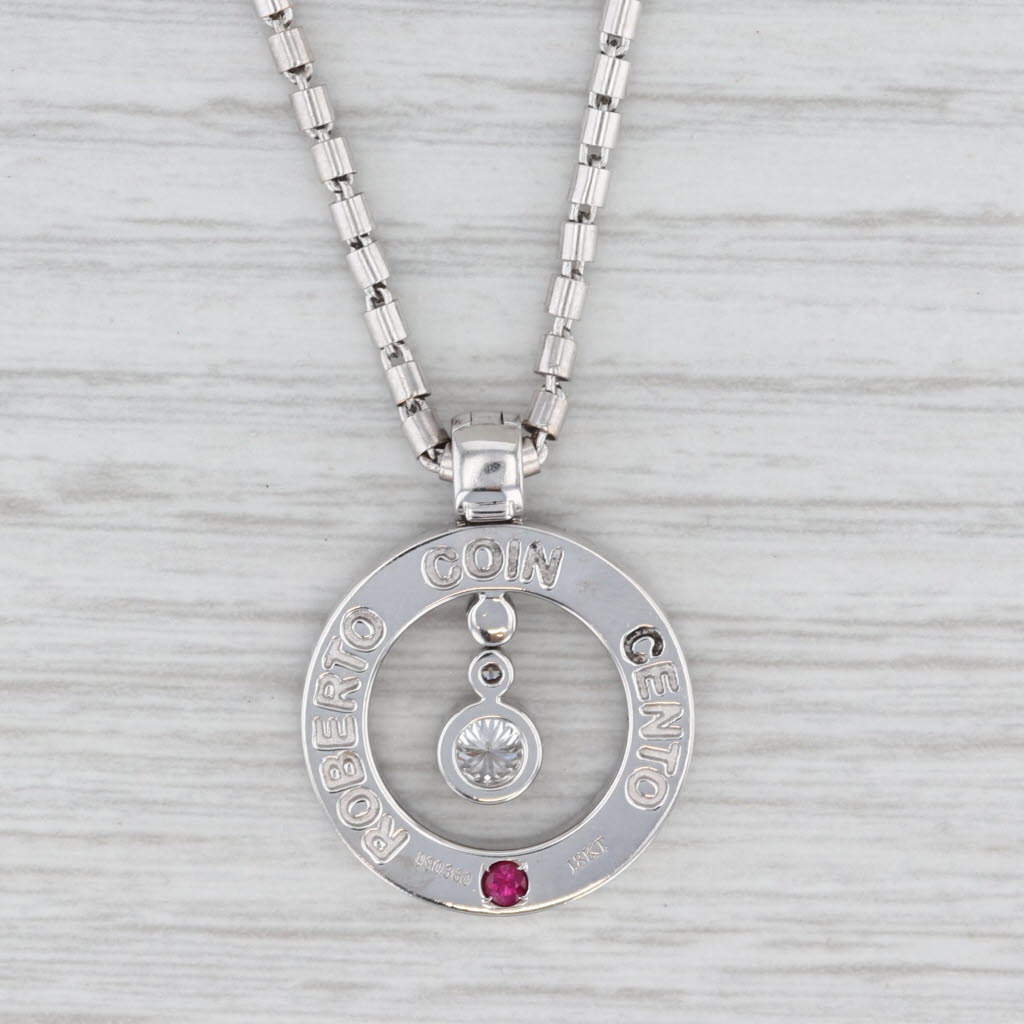 Roberto Coin Pave Baby O 0.78ctw Diamond Pendant Necklace 18k White Gold 16"
