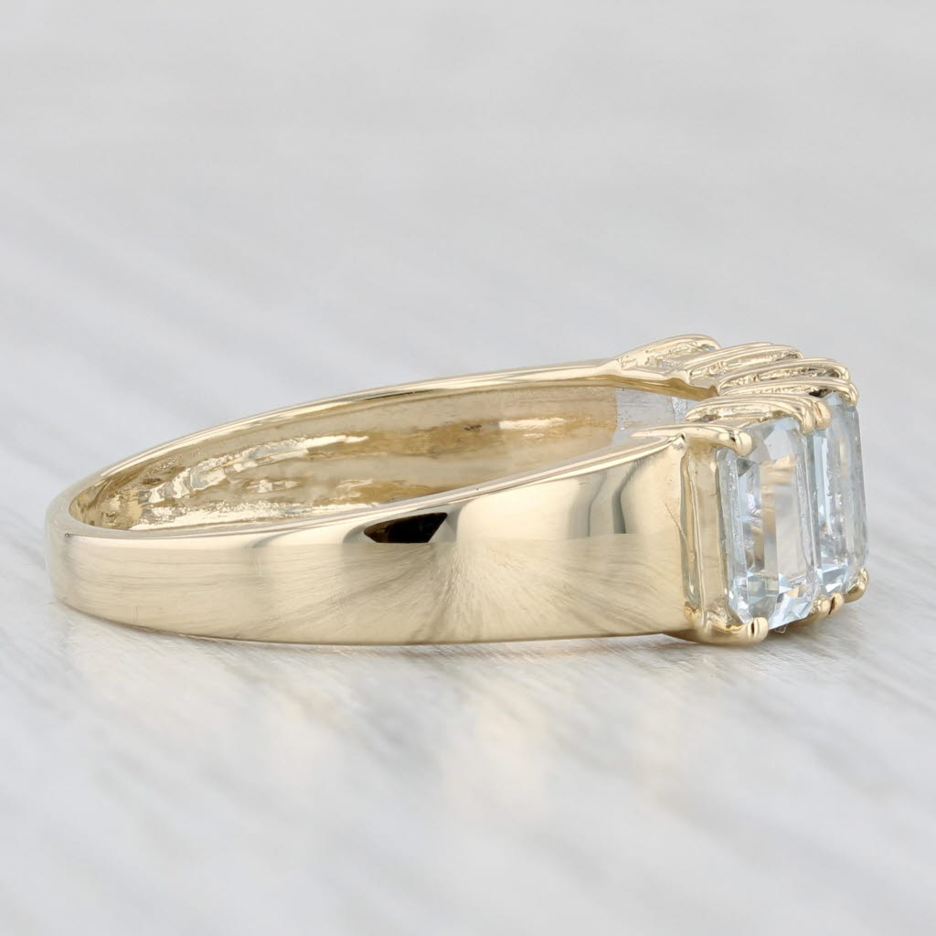 Light Gray 2.50ctw Aquamarine Ring 14k Yellow Gold Size 10.25 Emerald Cut 5-Stone