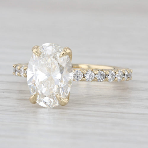 New IGI 3.67ctw Oval Lab Grown Diamond Engagement Ring 14k Yellow Gold Size 6