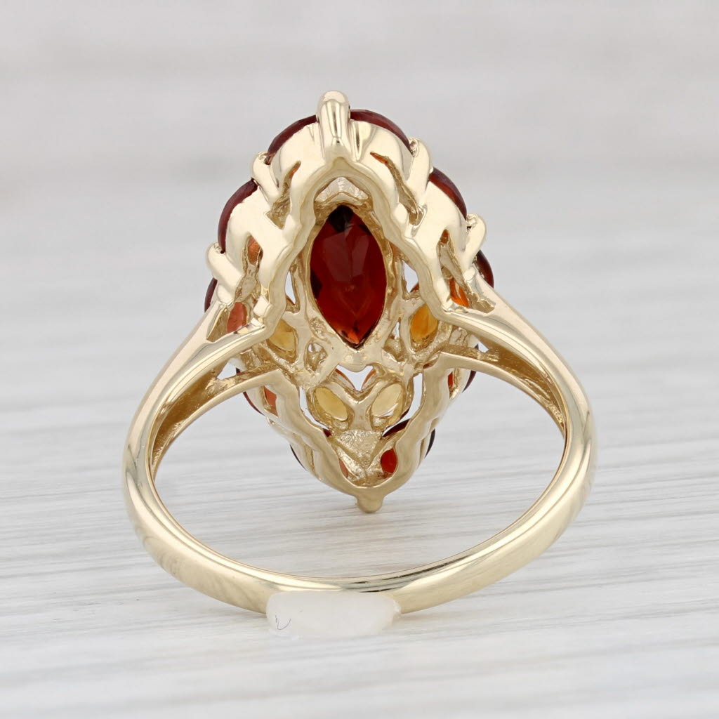 Light Gray 2.77ctw Garnet Citrine Ring 14k Yellow Gold Size 7.25 Cocktail