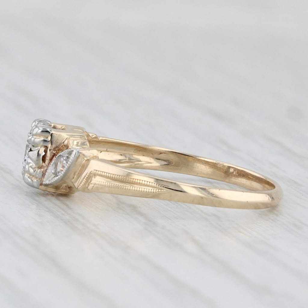 Light Gray Vintage Lab Created White Spinel Engagement Ring 10k Yellow Gold Size 6.75