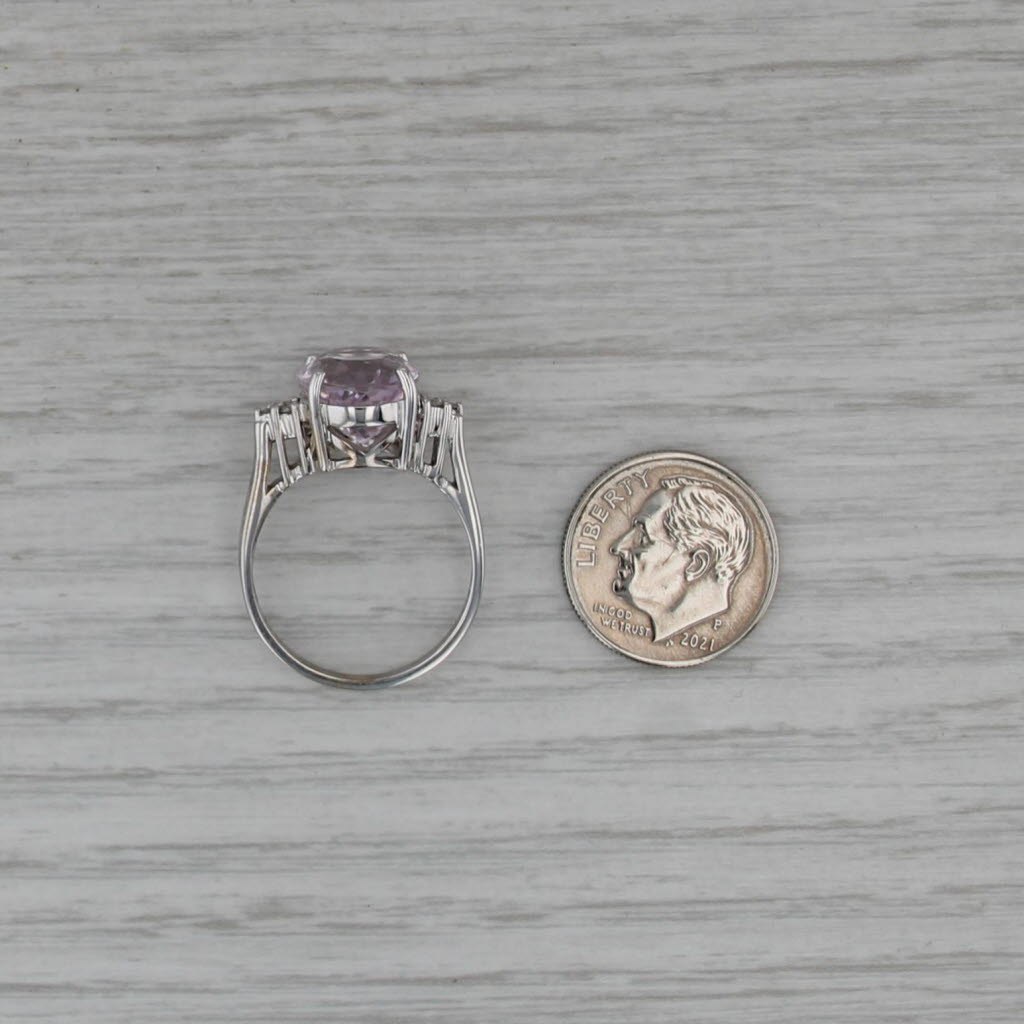5.88ctw Pink Kunzite Diamond Ring 14k White Gold Size 8