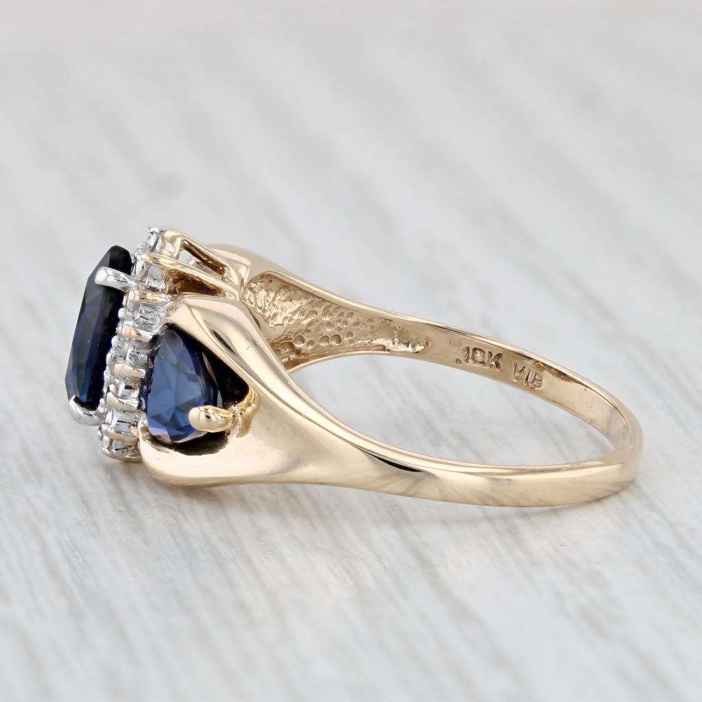 Light Gray Lab Created Blue Sapphire Marquise Blue Sapphire Ring 10k Yellow Gold Size 7.25