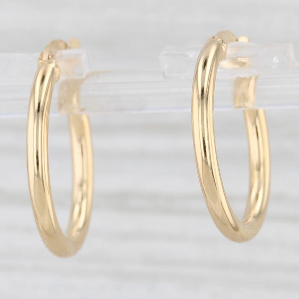 Light Gray New Round Hoop Earrings 14k Yellow Gold Snap Top Hoops 2 x 8 mm