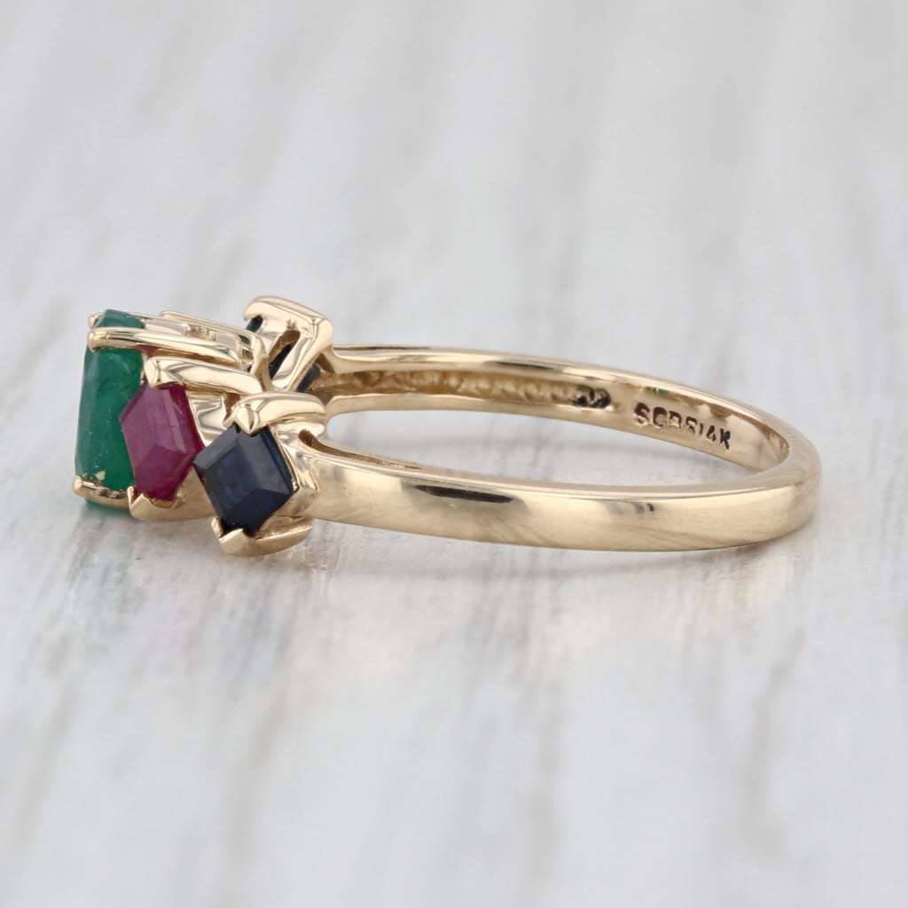 1.26ctw Emerald Ruby Sapphire Ring 14k Yellow Gold Size 6