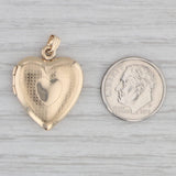 Gray Engravable Heart Picture Locket Pendant 14k Yellow Gold