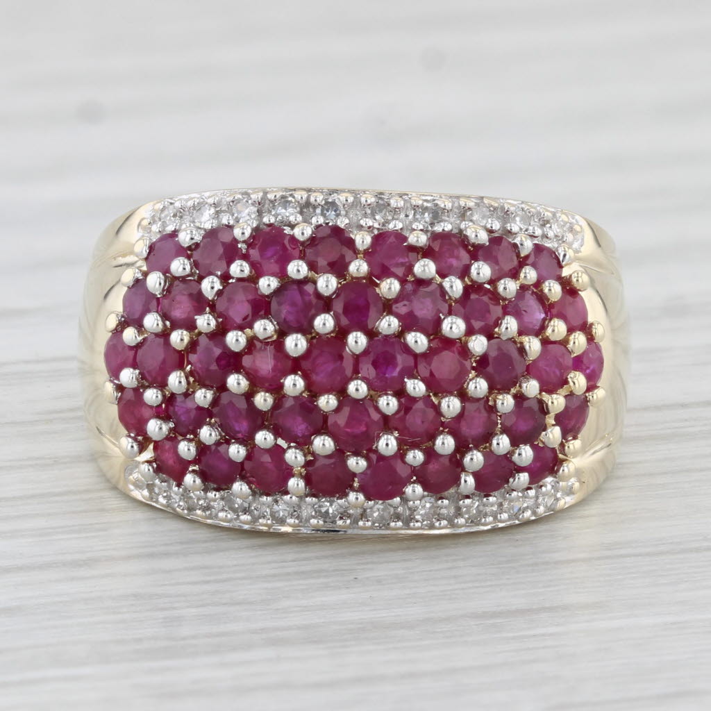 Light Gray 1.82ctw Ruby Diamond Cluster Ring 10k Yellow Gold Size 7.25