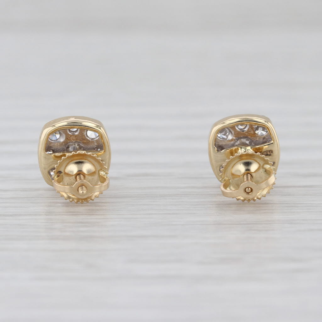 0.72ctw Diamond Cluster Stud Earrings 14k Yellow Gold Screw Back Studs