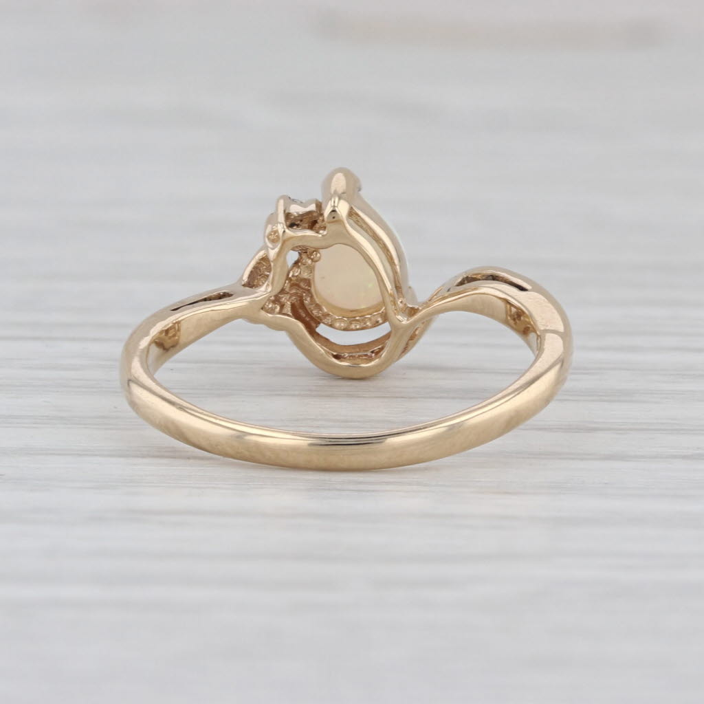 Pear Opal Diamond Bypass Ring 14k Yellow Gold Size 7