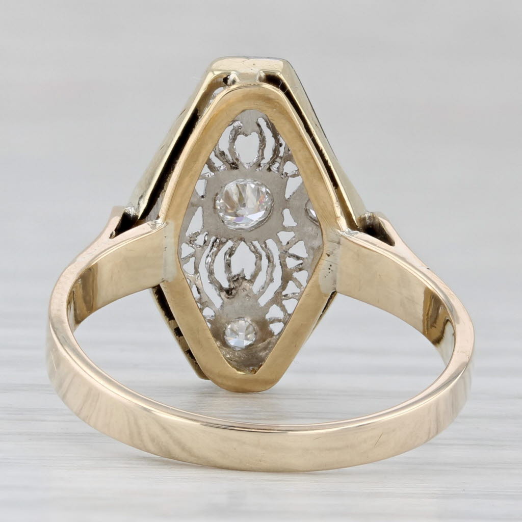 Gray Vintage 0.13ctw Diamond Filigree Ring 14k Yellow Gold Platinum Size 7.75