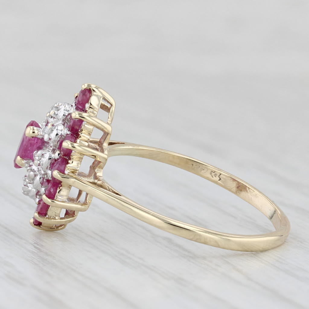 Light Gray 1.06ctw Ruby Diamond Halo Ring 10k Yellow Gold Size 7.75