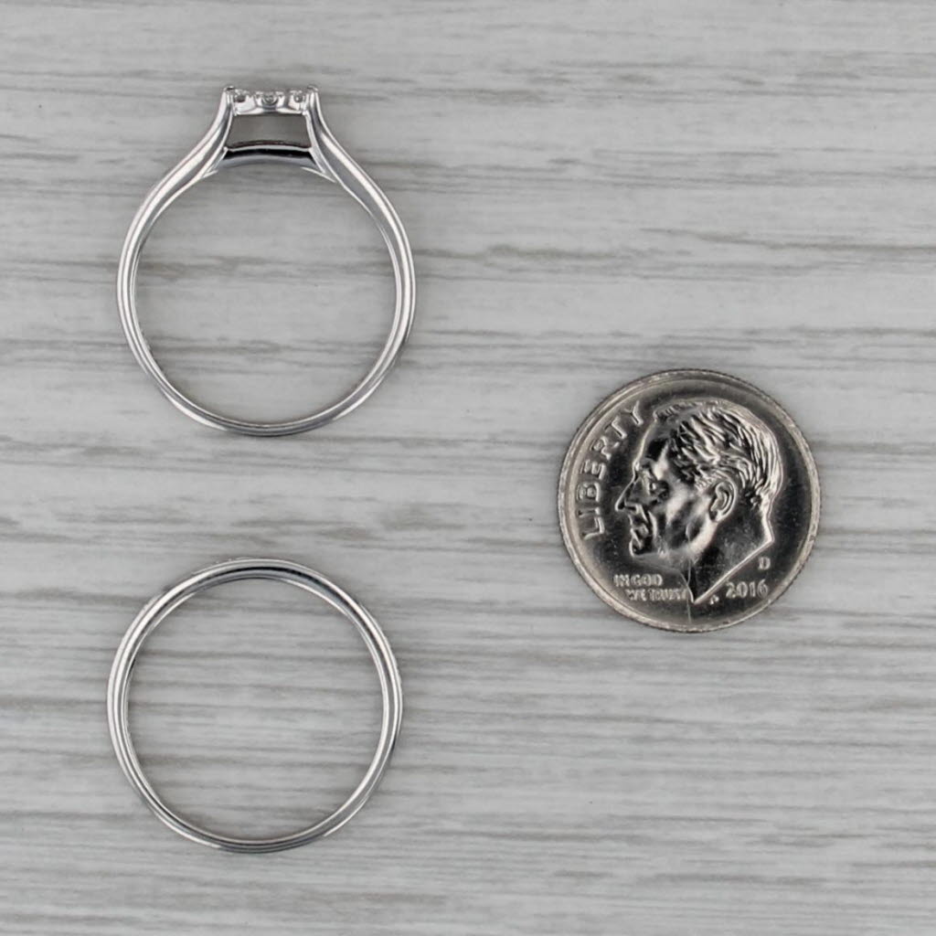 0.22ctw Diamond Halo Engagement Ring Wedding Band 10k White Gold Bridal Set Sz 7