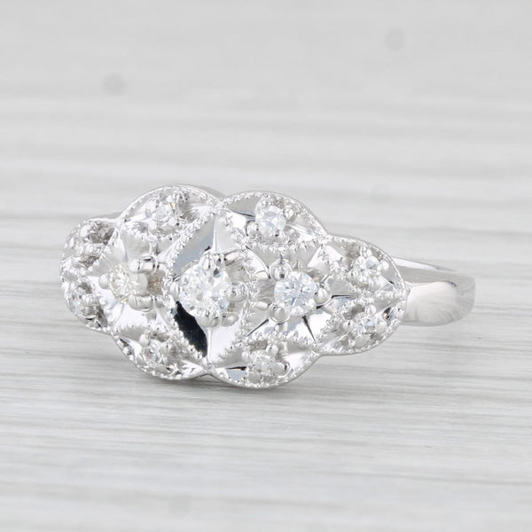 Vintage 0.18ctw Diamond Princess Ring 14k White Gold Size 6.25