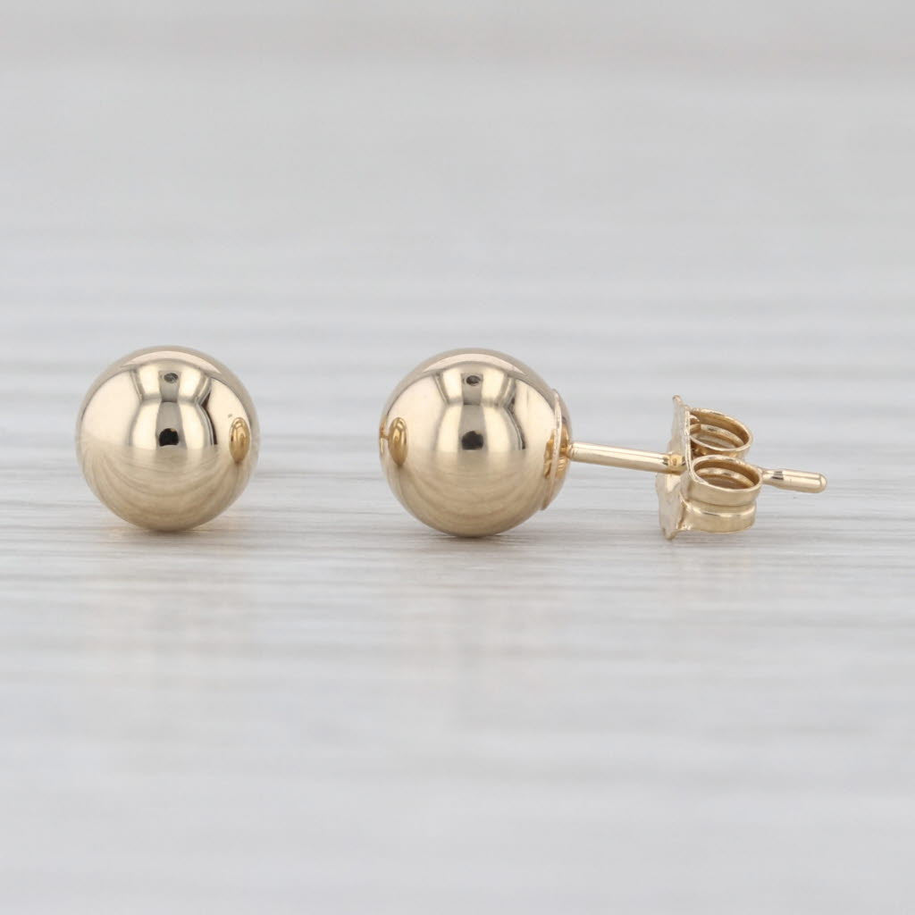 5.7mm Bead Stud Earrings 14k Yellow Gold Small Studs