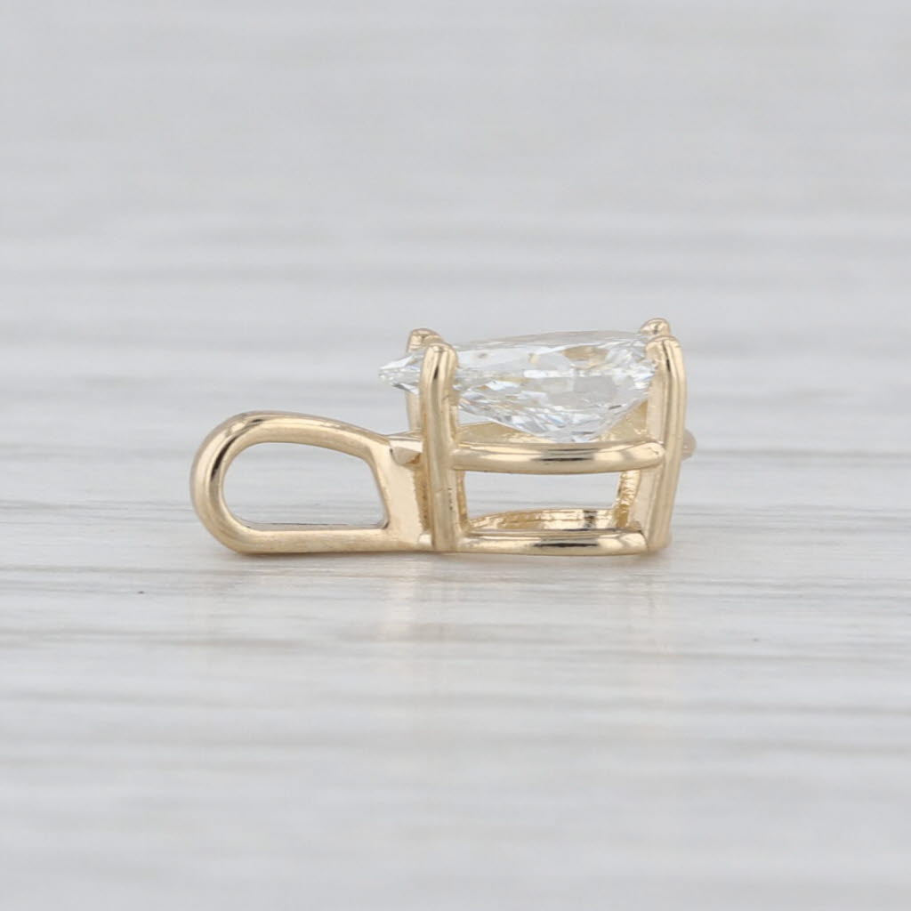 New 0.58ct Diamond Pear Solitaire Pendant 14k Yellow Gold Small Drop