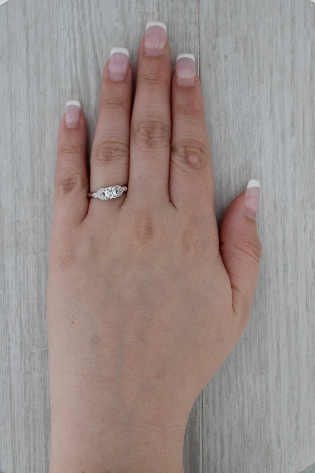 Antique Old European Diamond Engagement Ring 900 Platinum Size 8.5