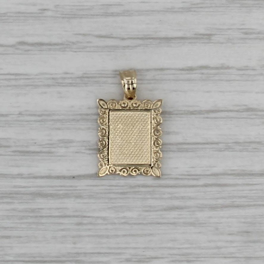 Framed Letter Initial "M" Pendant 10k White Yellow Gold