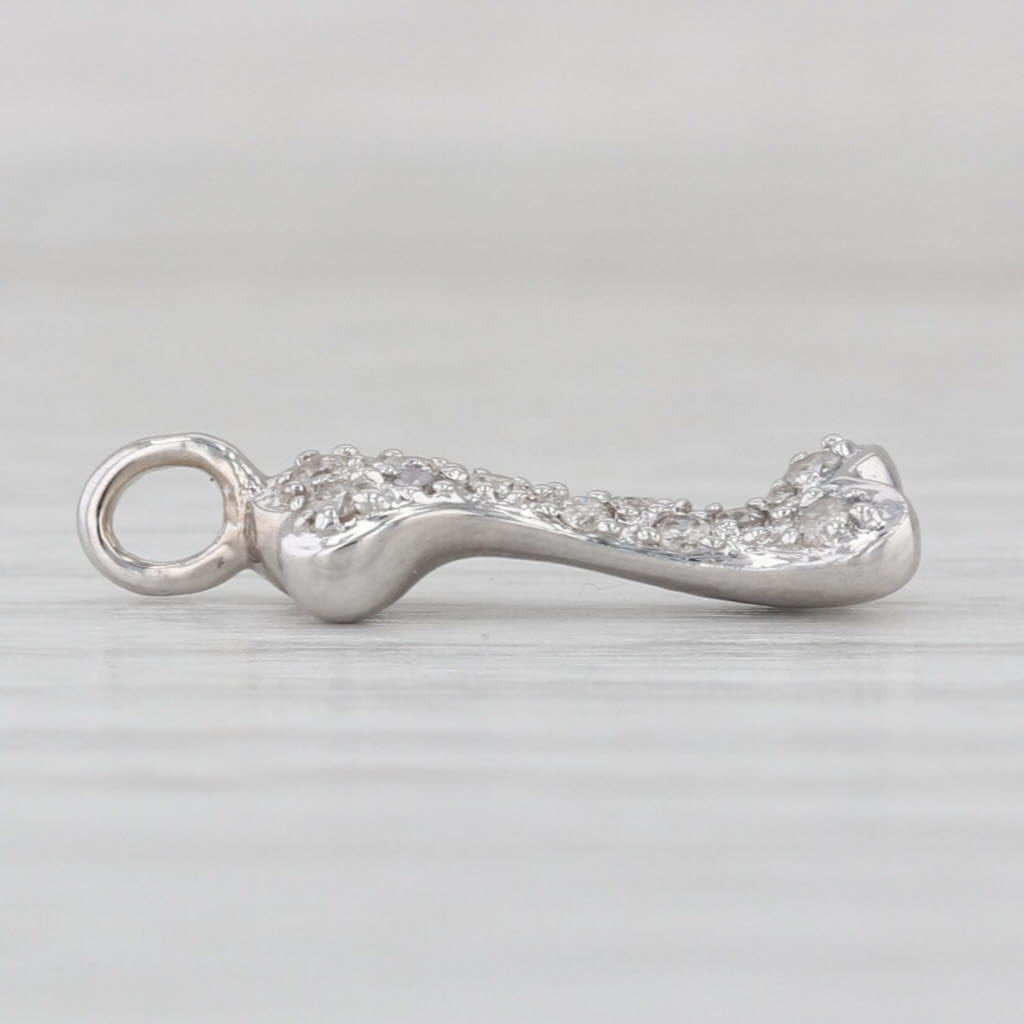 0.17ctw Diamond Dog Bone Charm 14k White Gold Pendant