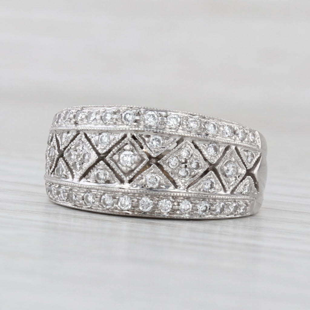 0.50ctw Diamond Argyl Pattern Ring 14k White Gold Size 6.25
