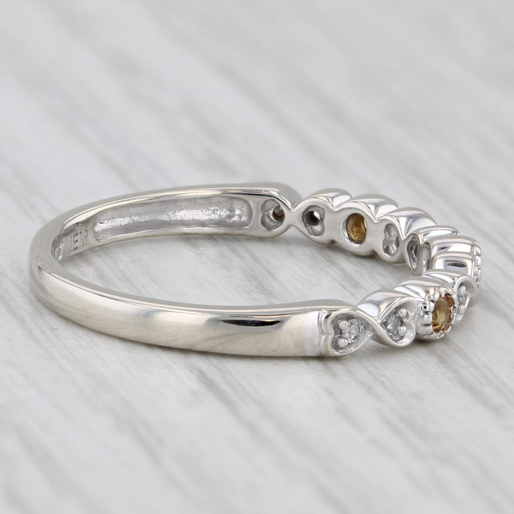 Light Gray New 0.10ctw Diamond Citrine Heart Ring 10k White Gold Size 7 Stackable