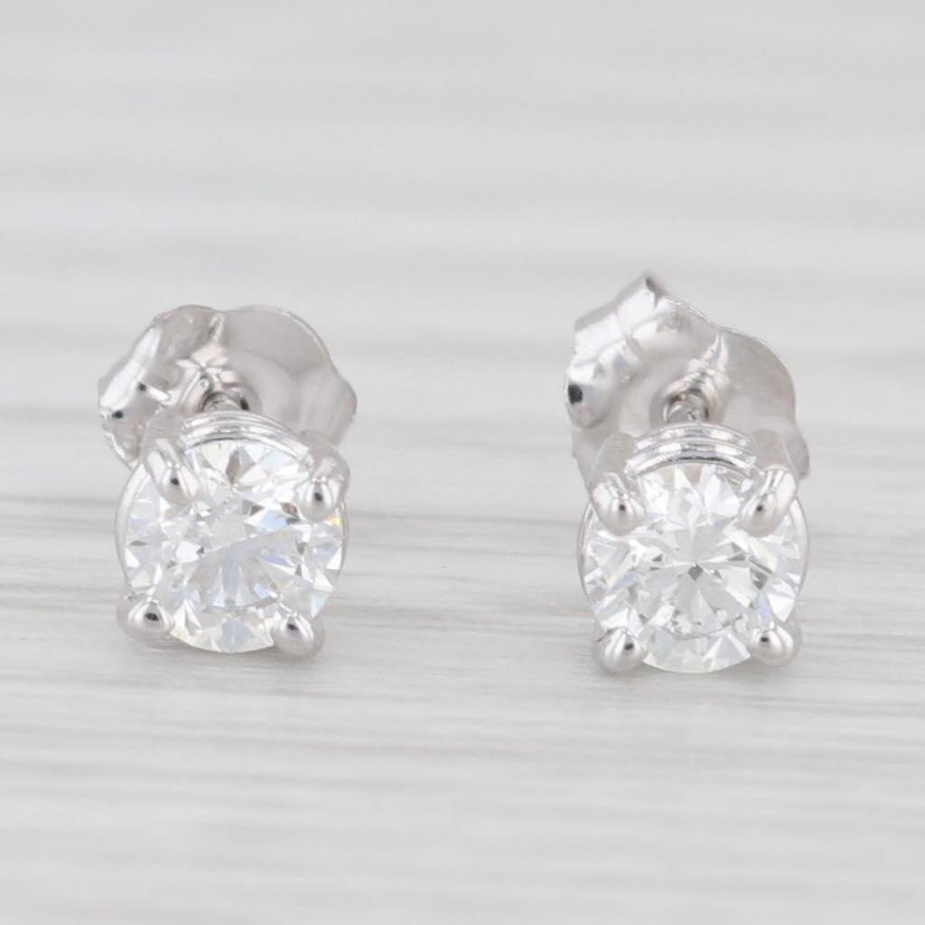 Light Gray New 0.40ctw Diamond Stud Earrings 14k White Gold Round Solitaire Studs