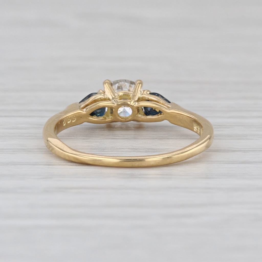 1.04ctw Diamond Blue Sapphire Engagement Ring 18k Yellow Gold Size 6.5