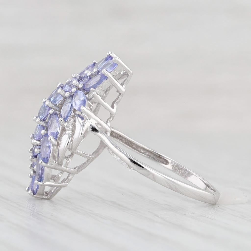 Light Gray 1.42ctw Tanzanite Cluster Ring 10k White Gold Size 8.5