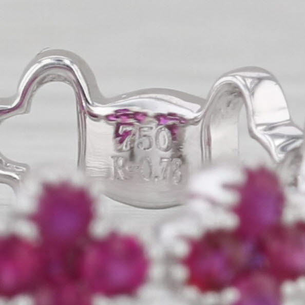 0.78ctw Ruby Flower Ring 18k White Gold Stackable Size 6.5 Band
