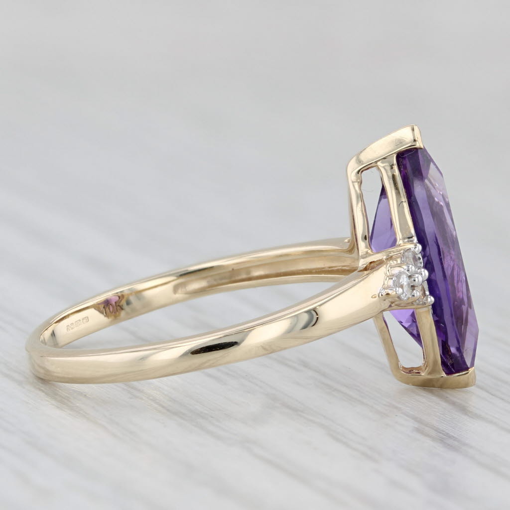 Light Gray 3.02ctw Amethyst Zircon Ring 10k Yellow Gold Size 9