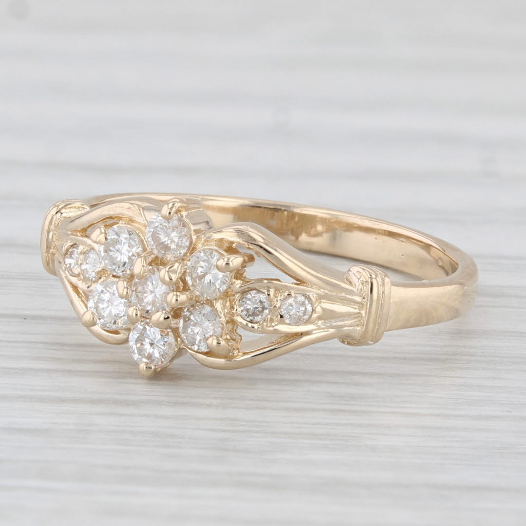 Light Gray 0.25ctw Diamond Flower Cluster Ring 14k Yellow Gold Size 6.5