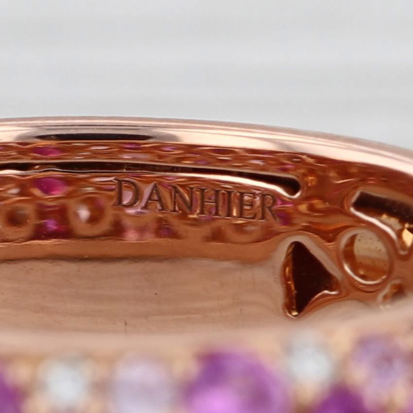 Danhier 2.05ctw Pink Sapphire Diamond Pave Ring 18k Rose Gold Size 6.75 Band