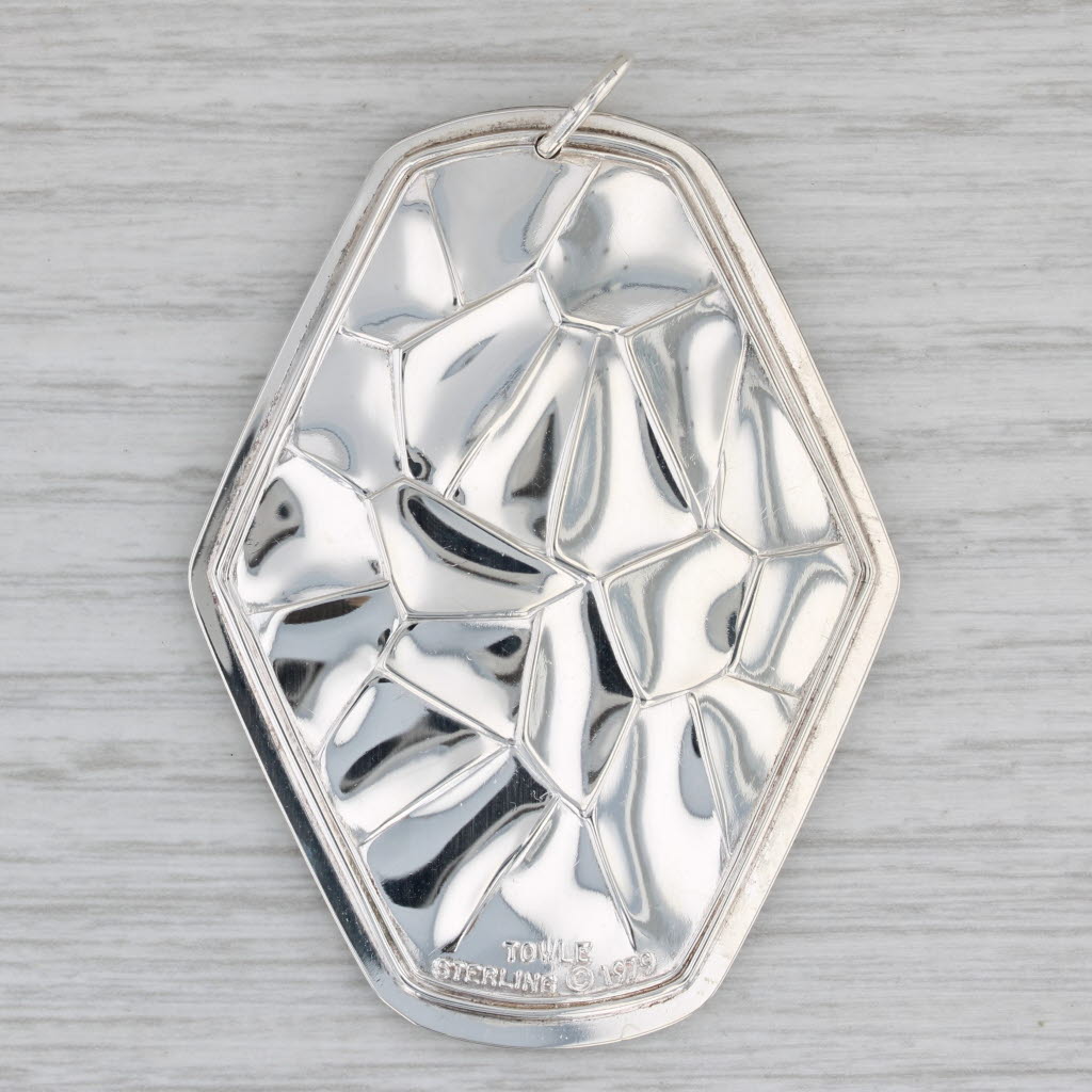 Gray 1979 Towle Floral Embossed Sterling Silver Ornament Pendant Holiday