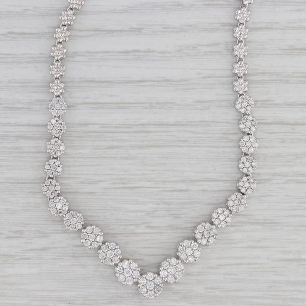 2.25ctw Diamond Cluster V Tennis Necklace 14k White Gold 17.5"