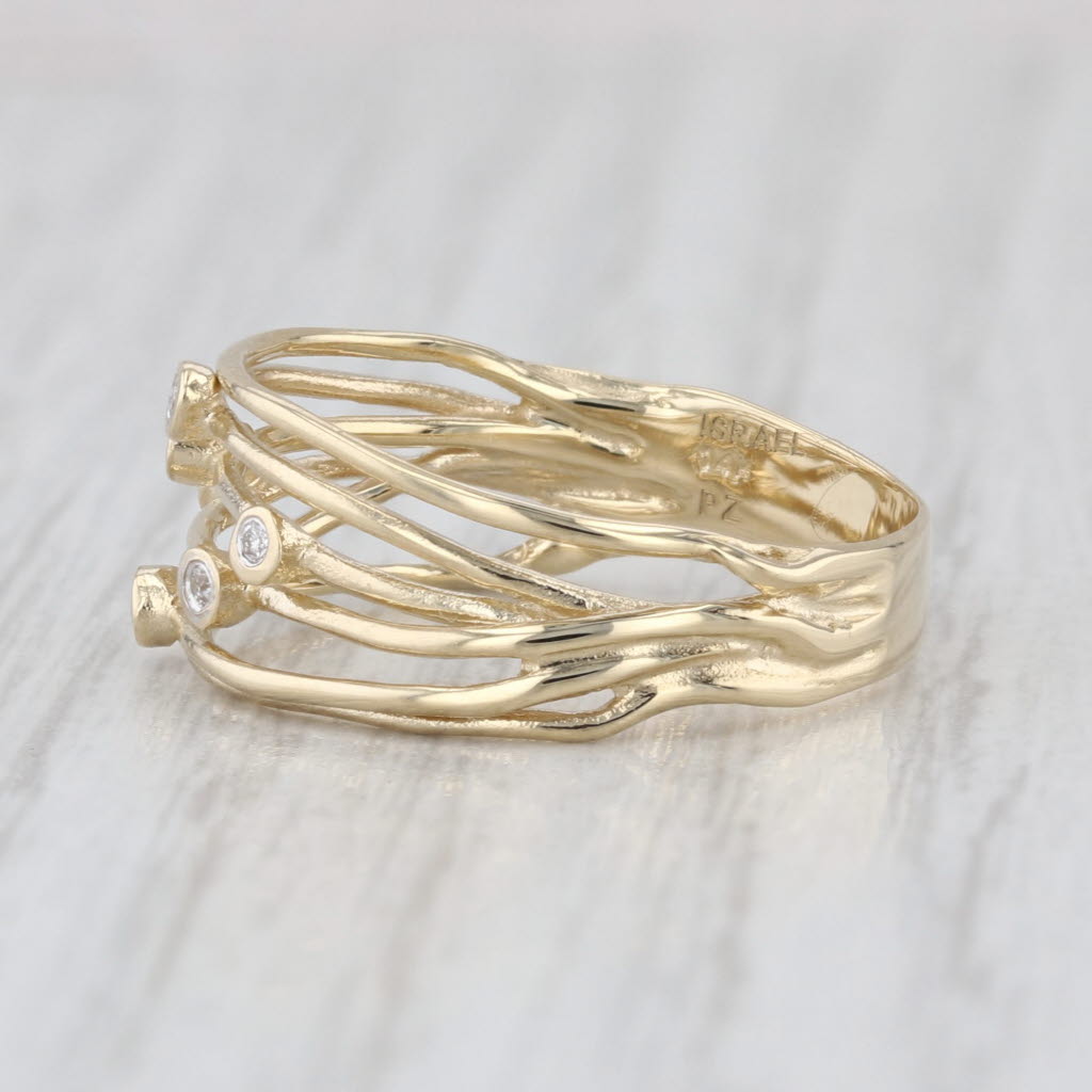 Diamond Dots Orbit Multiband Ring 14k Yellow Gold Size 8-8.25