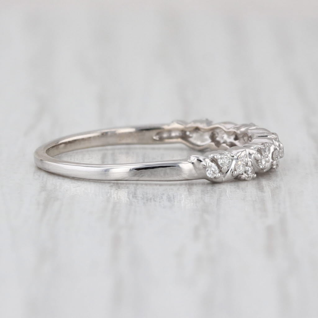 0.15ctw Diamond Wedding Band 14k White Gold Size 7 Stackable Ring