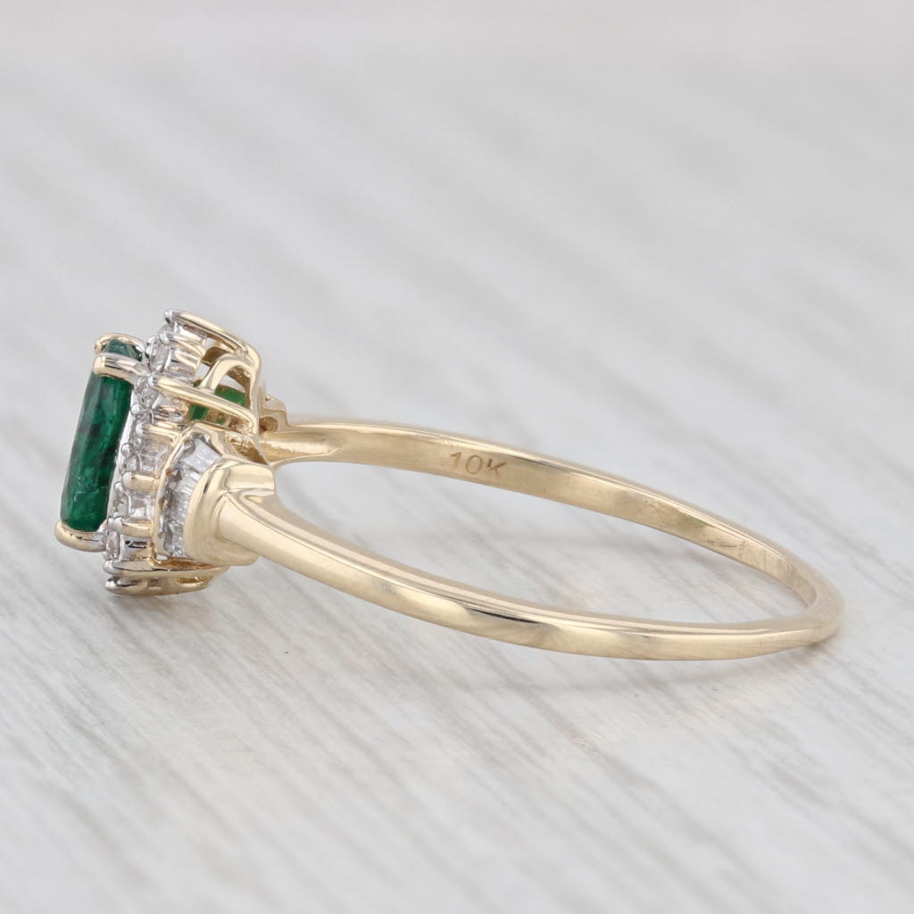 Light Gray 1ctw Oval Emerald Diamond Halo Ring 10k Yellow Gold Size 9.75 Engagement