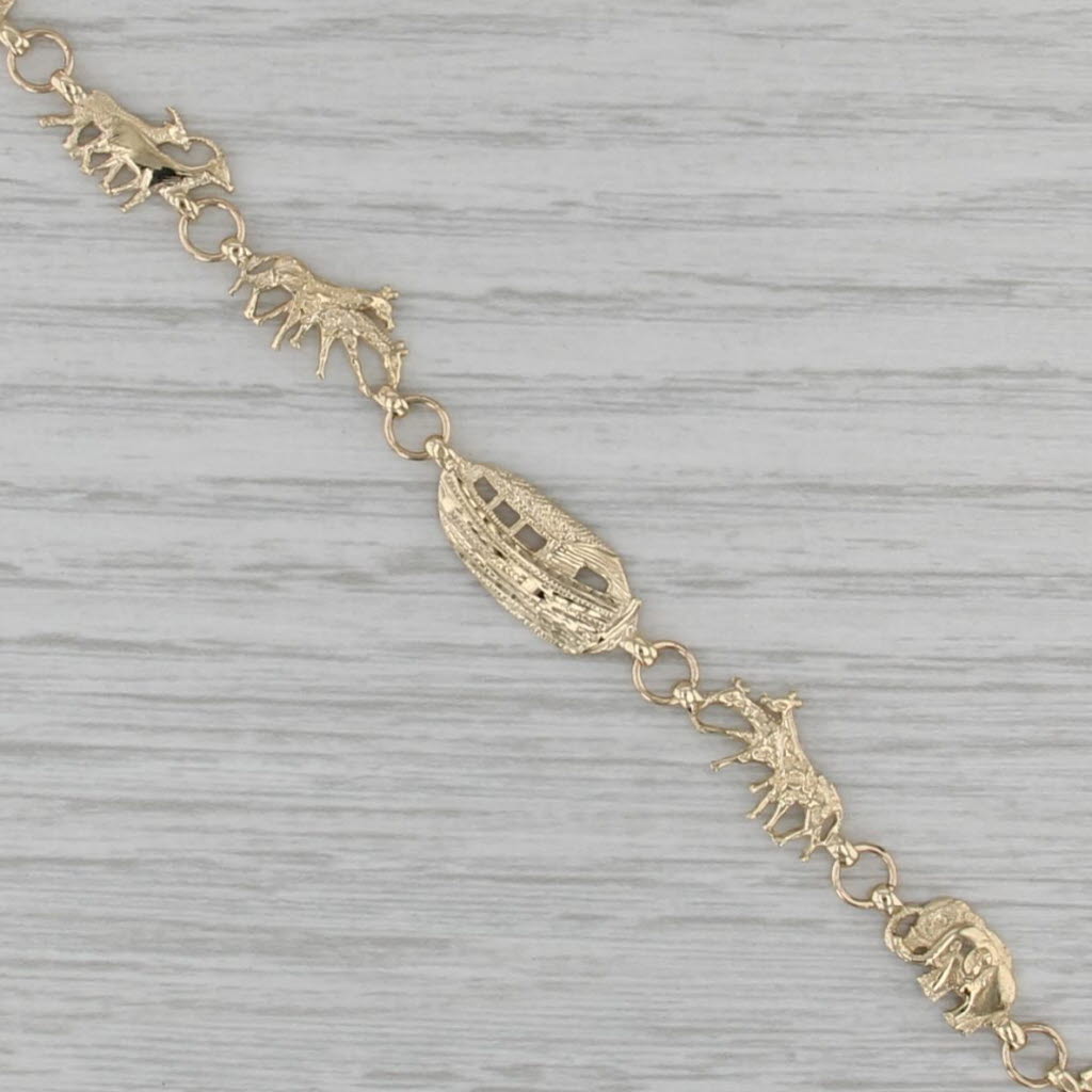 Noah's Ark Animal Linked Bracelet10k Yellow Gold 6.75"