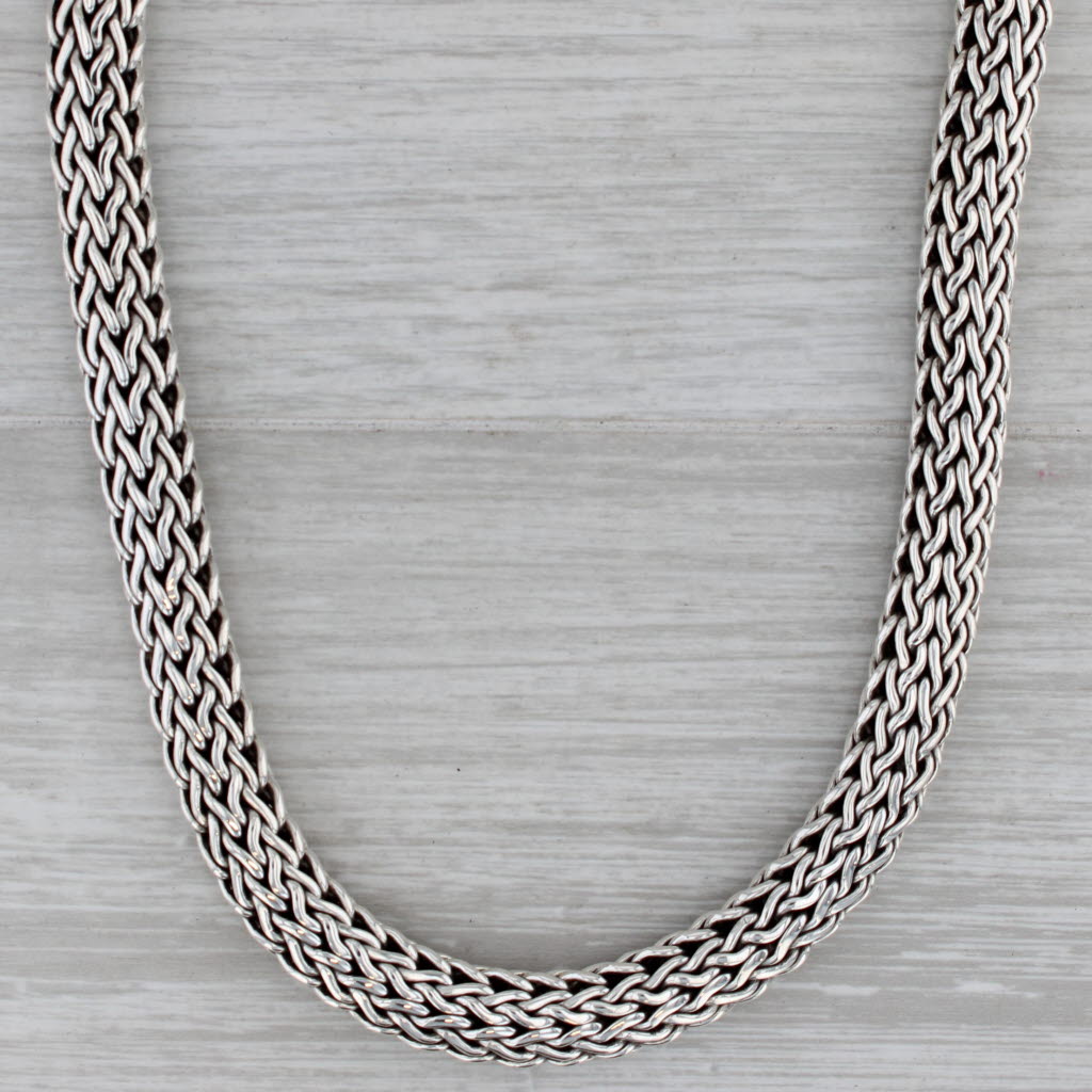 Gray John Hardy Woven Mesh Chain Necklace 15" 10mm Statement