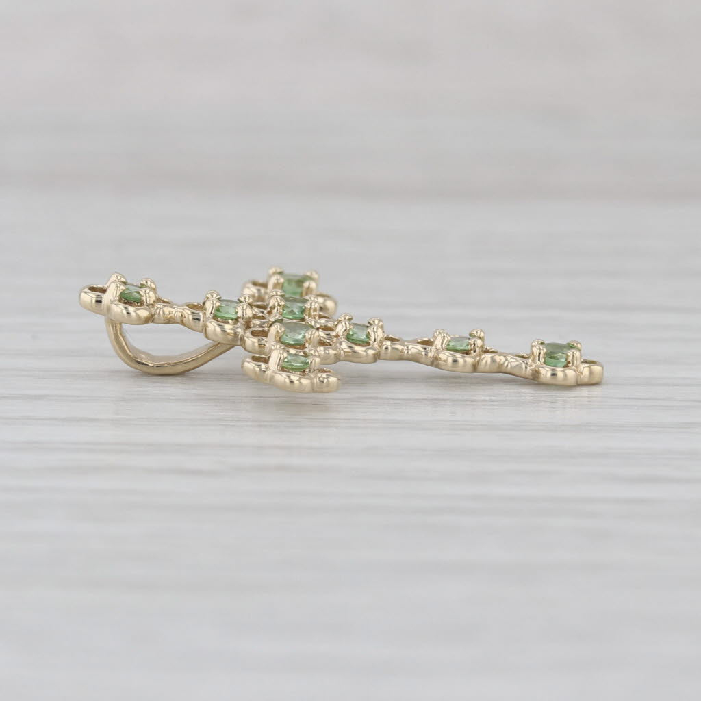 0.27ctw Mint Garnet Floral Cross Pendant 10k Yellow Gold