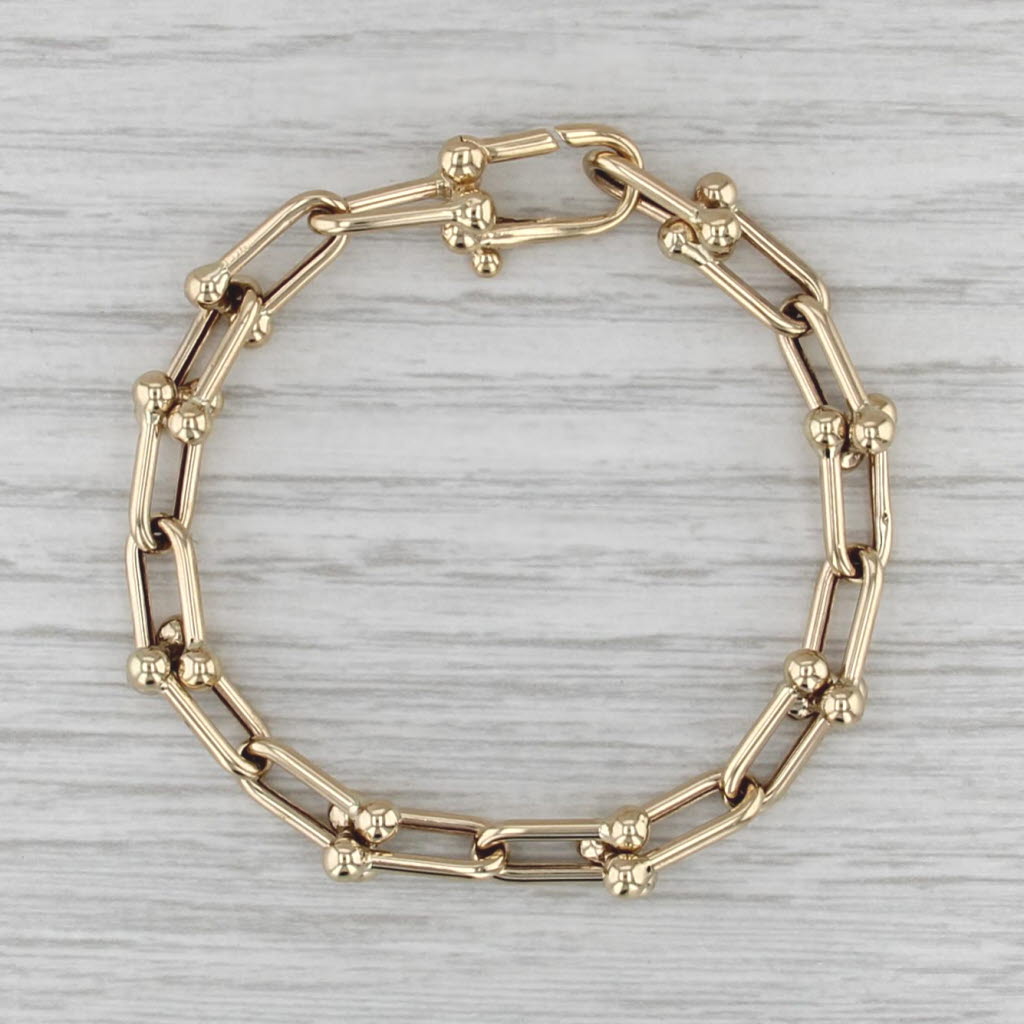 U Link Fancy Cable Chain Bracelet 18k Yellow Gold 5.75" 7.5mm