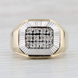 Light Gray 0.18ctw Diamond Cluster Ring 10k Yellow White Gold Size 10.75 Men's