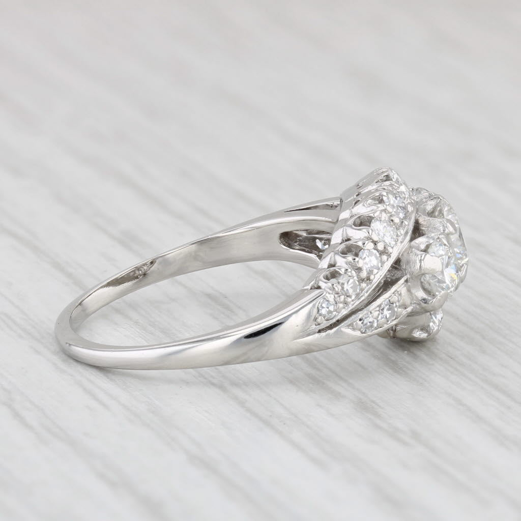 Light Gray 1.18ctw Round Diamond Bypass Engagement Ring Platinum Size 7.5